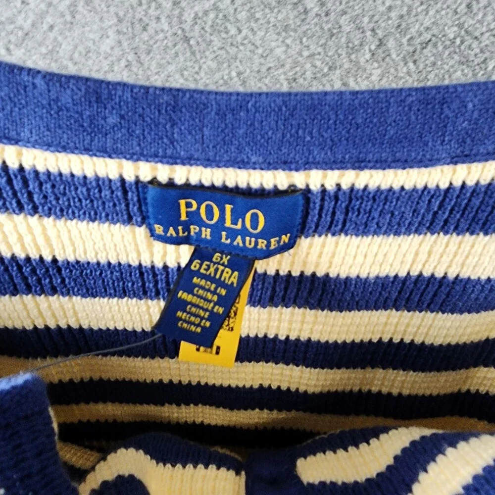 Polo Ralph Lauren Sleeveless Striped Sweater Top&Shorts Set Girls 6X Blue/Cream